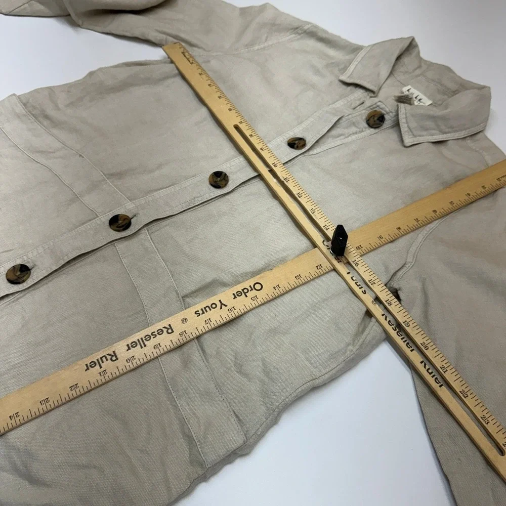 Nicole Miller Jacket Womens Small Beige Linen‎ Blend Coastal Grandma Boho